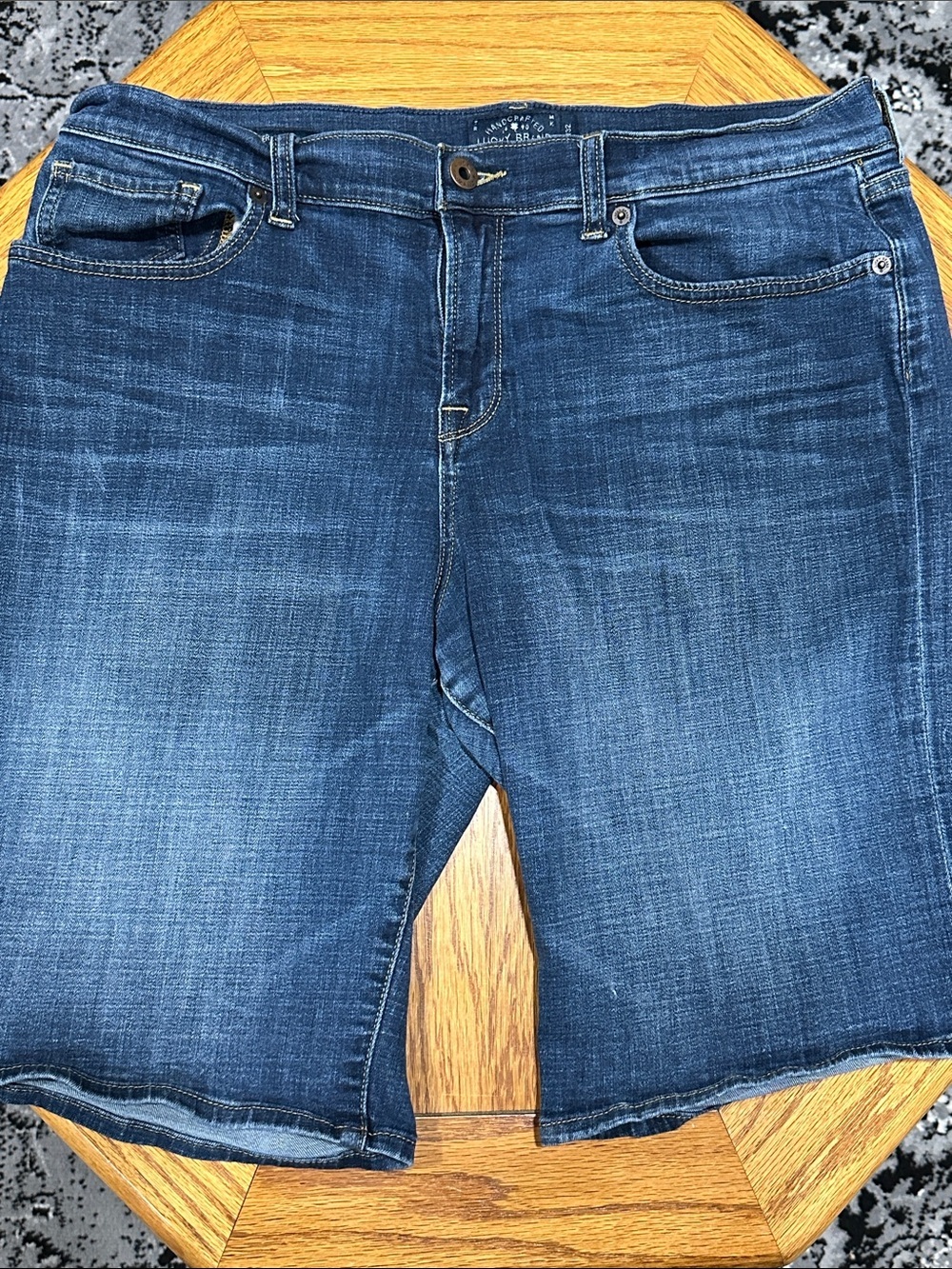 *LUCKY BRAND* Plus Dark Blue Denim The Bermuda Shorts Size 14 - Picture 1 of 5